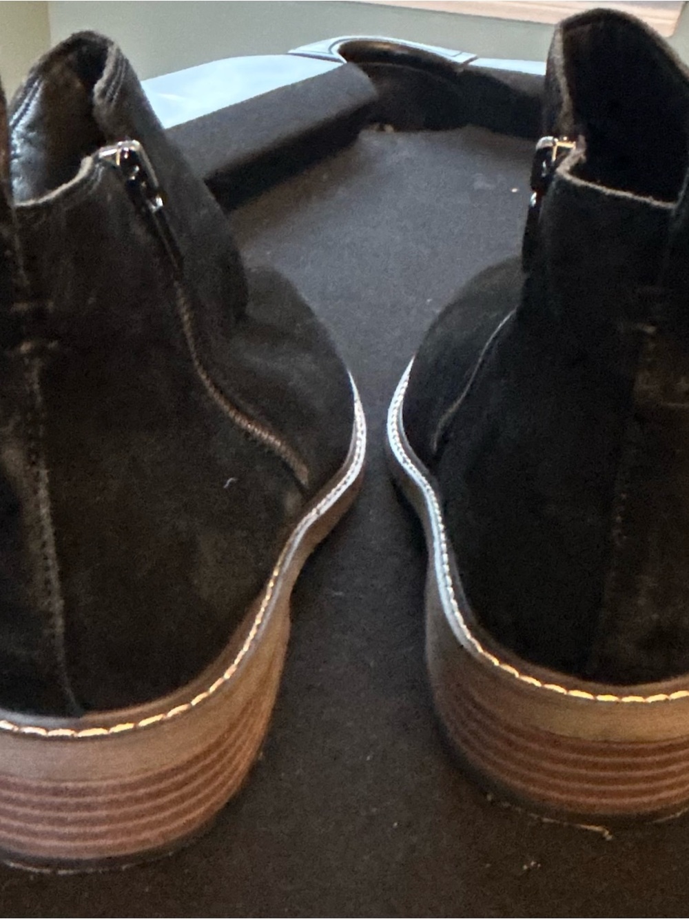 Women's Black Suede Ankle Boots - Side Zip Chelsea Style size 11 - Picture 2 of 7